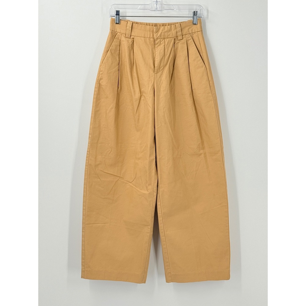 BDG High Rise Pleated Wide Leg Pants Women XS Tan Cotton‎ preppy academia office